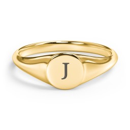 Engravable Round Signet Ring in 10K Solid Yellow Gold