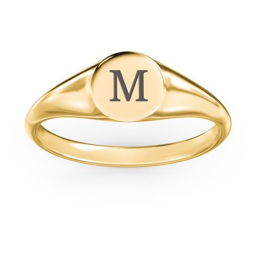 Engravable Round Signet Ring – 10K Yellow Gold