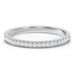 Milgrain Half Eternity Stackable Band – 10K White Gold with White Premium Zirconia
