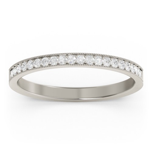 Milgrain Half Eternity Stackable Band – 10K White Gold with White Premium Zirconia