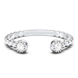 Beaded Ball Open Cuff Ring with Gemstones