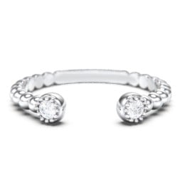 Beaded Ball Open Cuff Ring with Gemstones