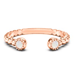 Beaded Ball Open Cuff Ring with Gemstones