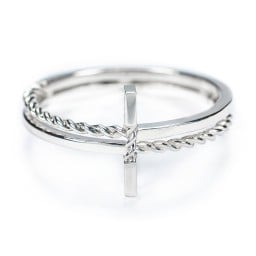 Twisted Cross Ring with Double Band