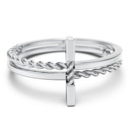 Twisted Cross Ring with Double Band