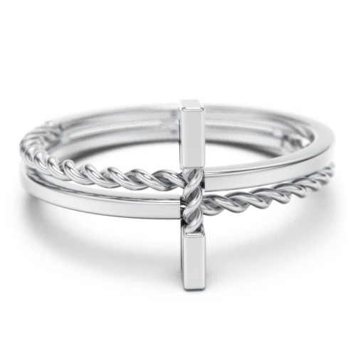 Twisted Cross Ring with Double Band