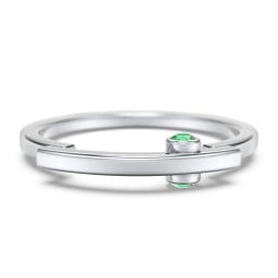 Modern Stacking Ring with Peek-A-Boo Gemstone