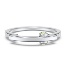 Modern Stacking Ring with Peek-A-Boo Gemstone in 925 Sterling Silver with Peridot