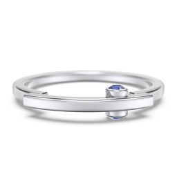 Modern Stacking Ring with Peek-A-Boo Gemstone in 925 Sterling Silver with Blue Sapphire
