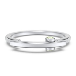 Modern Stacking Ring with Peek-A-Boo Gemstone in 925 Sterling Silver with Peridot