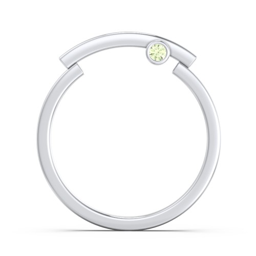 Modern Stacking Ring with Peek-A-Boo Gemstone – Sterling Silver with Peridot