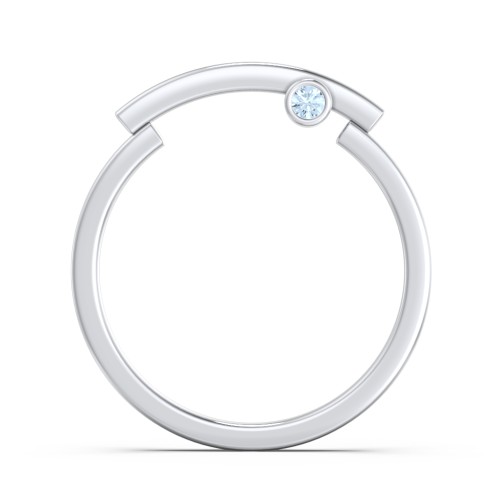 Modern Stacking Ring with Peek-A-Boo Gemstone – Sterling Silver with Blue Topaz