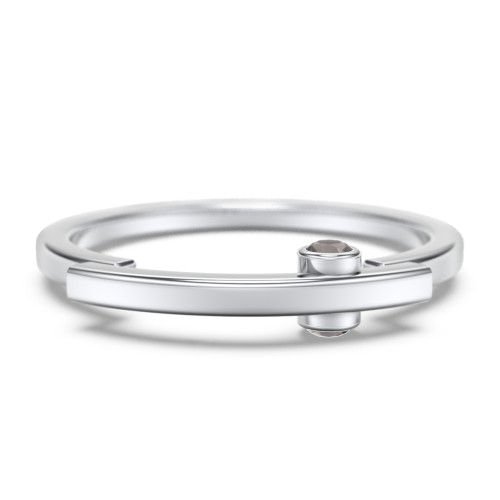 Modern Stacking Ring with Peek-A-Boo Gemstone – Sterling Silver with Smokey Quartz