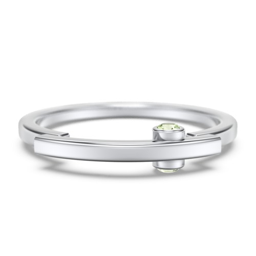 Modern Stacking Ring with Peek-A-Boo Gemstone – Sterling Silver with Peridot