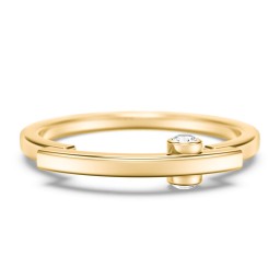 Modern Stacking Ring with Peek-A-Boo Gemstone in 10K Solid Yellow Gold