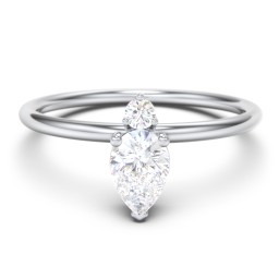Pear Ring with Round Accent Stone in 925 Sterling Silver with Diamond