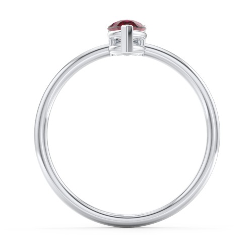 Pear Ring with Round Accent Stone – Sterling Silver with Ruby