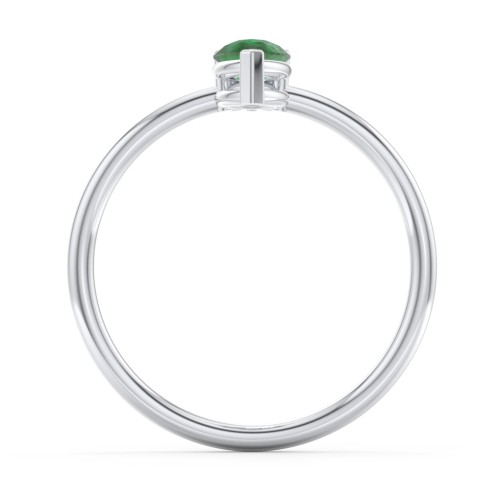 Pear Ring with Round Accent Stone – Sterling Silver with Emerald