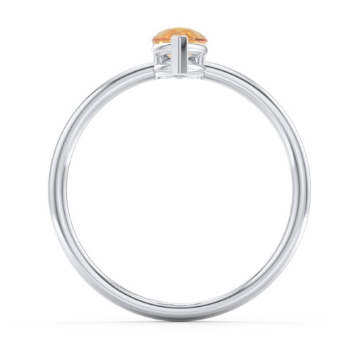 Pear Ring with Round Accent Stone – Sterling Silver with Citrine