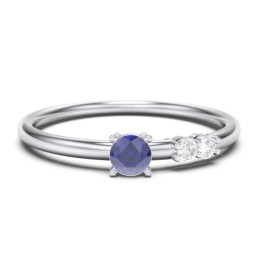 3-Stone Stacking Ring in 925 Sterling Silver with Blue Sapphire and White Premium Zirconia