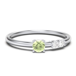 3-Stone Stacking Ring in 925 Sterling Silver with Peridot and White Premium Zirconia