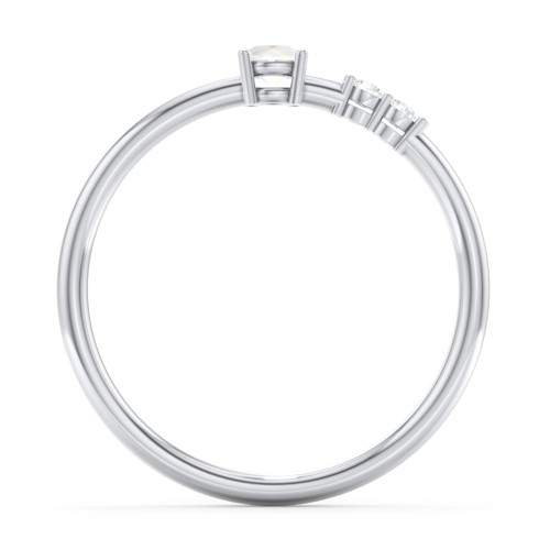 3-Stone Stacking Ring – Sterling Silver with Opal and White Premium Zirconia