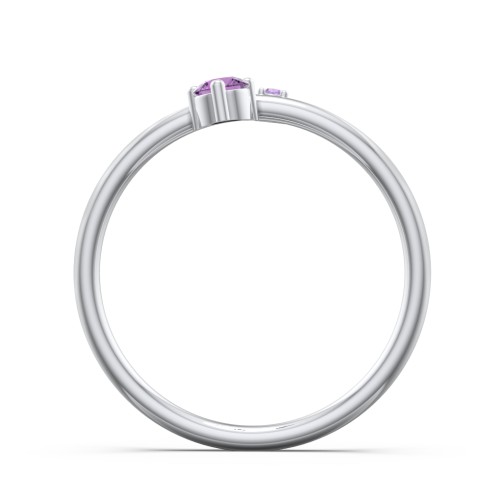 Off-Set Gemstone Stacking Ring – Sterling Silver with Amethyst and Amethyst Premium Zirconia