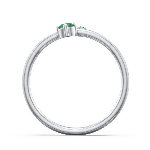 Off-Set Gemstone Stacking Ring – Sterling Silver with Emerald and Green Premium Zirconia