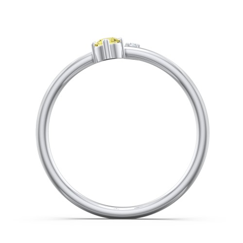 Off-Set Gemstone Stacking Ring – Sterling Silver with Citrine and White Premium Zirconia