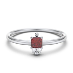 Princess Cut Stacking Ring with Accents