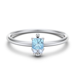 Princess Cut Stacking Ring with Accents in 925 Sterling Silver with Blue Topaz and Fancy Blue Premium Zirconia