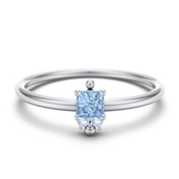 Princess Cut Stacking Ring with Accents in 925 Sterling Silver with Blue Topaz and Fancy Blue Premium Zirconia