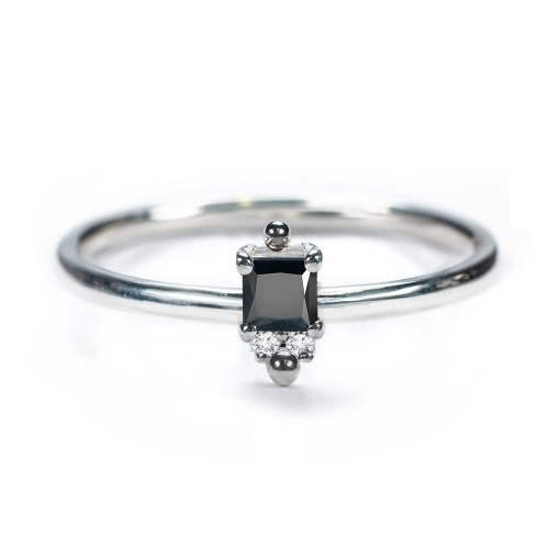 Princess Cut Stacking Ring with Accents – Sterling Silver with Blue Topaz and Fancy Blue Premium Zirconia
