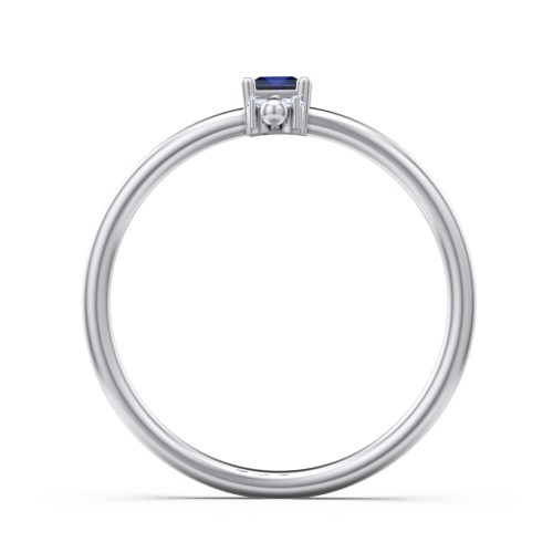 Princess Cut Stacking Ring with Accents – Sterling Silver with Blue Sapphire and Fancy Blue Premium Zirconia