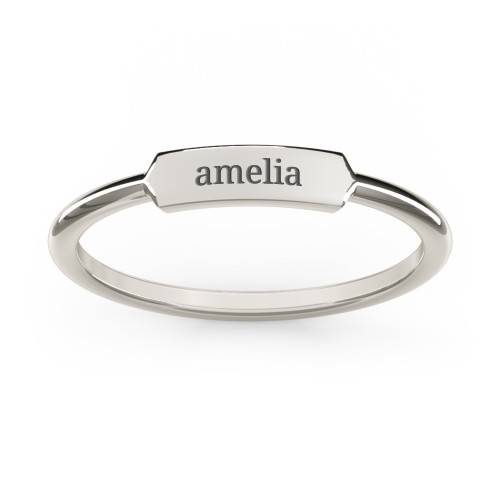 Engravable Bar Ring – 10K White Gold