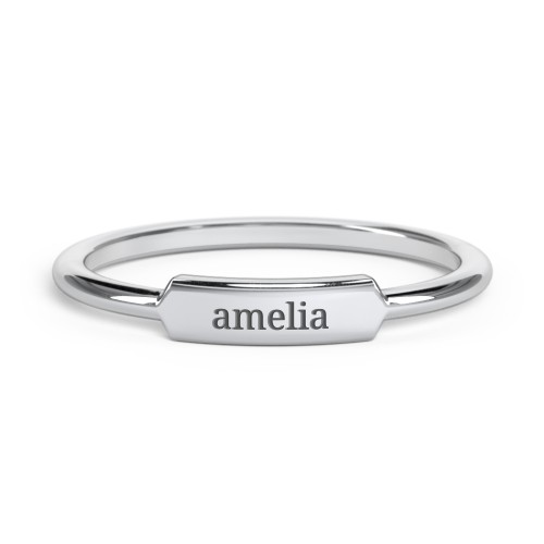 Engravable Bar Ring – Sterling Silver