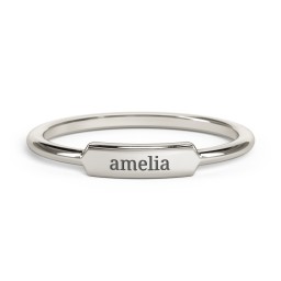 Engravable Bar Ring in 10K Solid White Gold