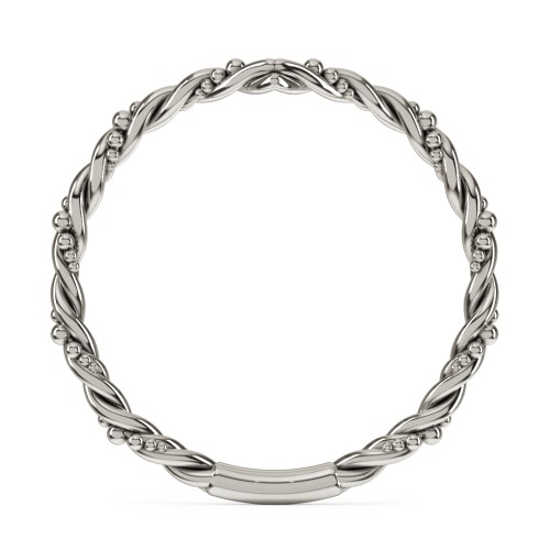 V-Shape Stacking Ring with Twisted Band – 10K White Gold