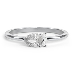 Horizontal Pear Stacking Ring with Accents