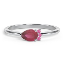 Horizontal Pear Stacking Ring with Accents