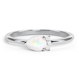 Horizontal Pear Stacking Ring with Accents