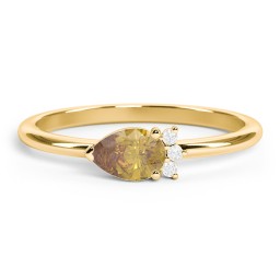 Horizontal Pear Stacking Ring with Accents in 18K Gold Plated Silver with Citrine and White Premium Zirconia