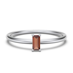 Vertical Baguette Stackable Ring in 925 Sterling Silver with Garnet