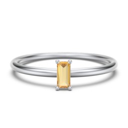 Vertical Baguette Stackable Ring in 925 Sterling Silver with Citrine