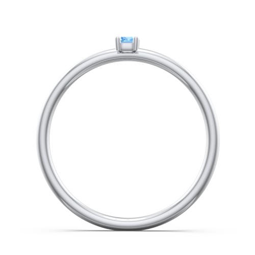 Vertical Baguette Stackable Ring – Sterling Silver with Blue Topaz