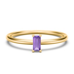 Vertical Baguette Stackable Ring in 10K Solid Yellow Gold with Amethyst