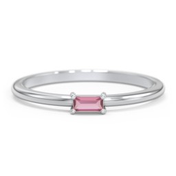 East-West Stackable Baguette Ring in 925 Sterling Silver with Pink Tourmaline