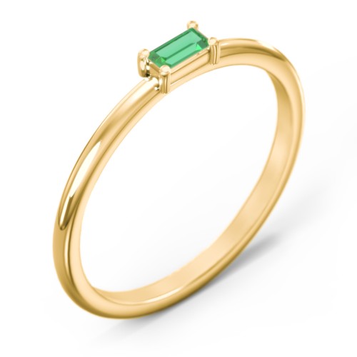 East-West Stackable Baguette Ring – 14K Yellow Gold with Emerald