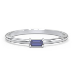 East-West Stackable Baguette Ring in 925 Sterling Silver with Blue Sapphire