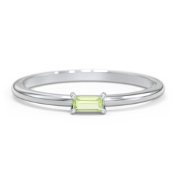 East-West Stackable Baguette Ring in 925 Sterling Silver with Peridot